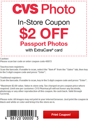 cvs passport photos $5.99 after coupon code